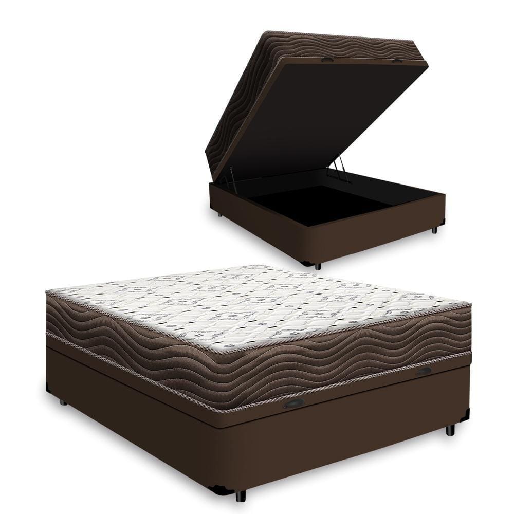 Cama Box Baú + Colchão de Casal Ortobom D45 Iso 150 138x188x60cm