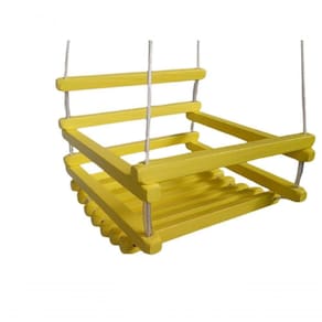 Balanço Gangorra Infantil Madeira 35x35 Amarelo Suporta 80kg