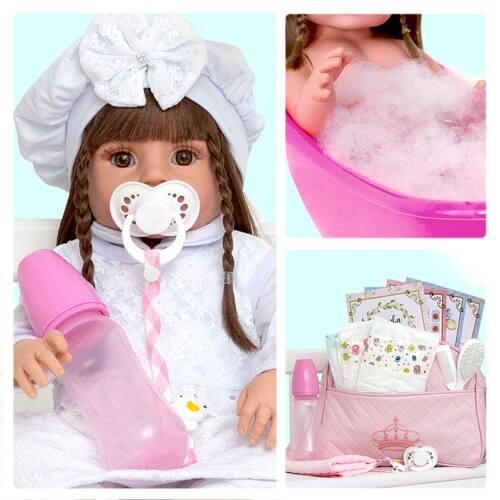 Boneca Baby Reborn Girafinha Enxoval Completo Silicone Lol