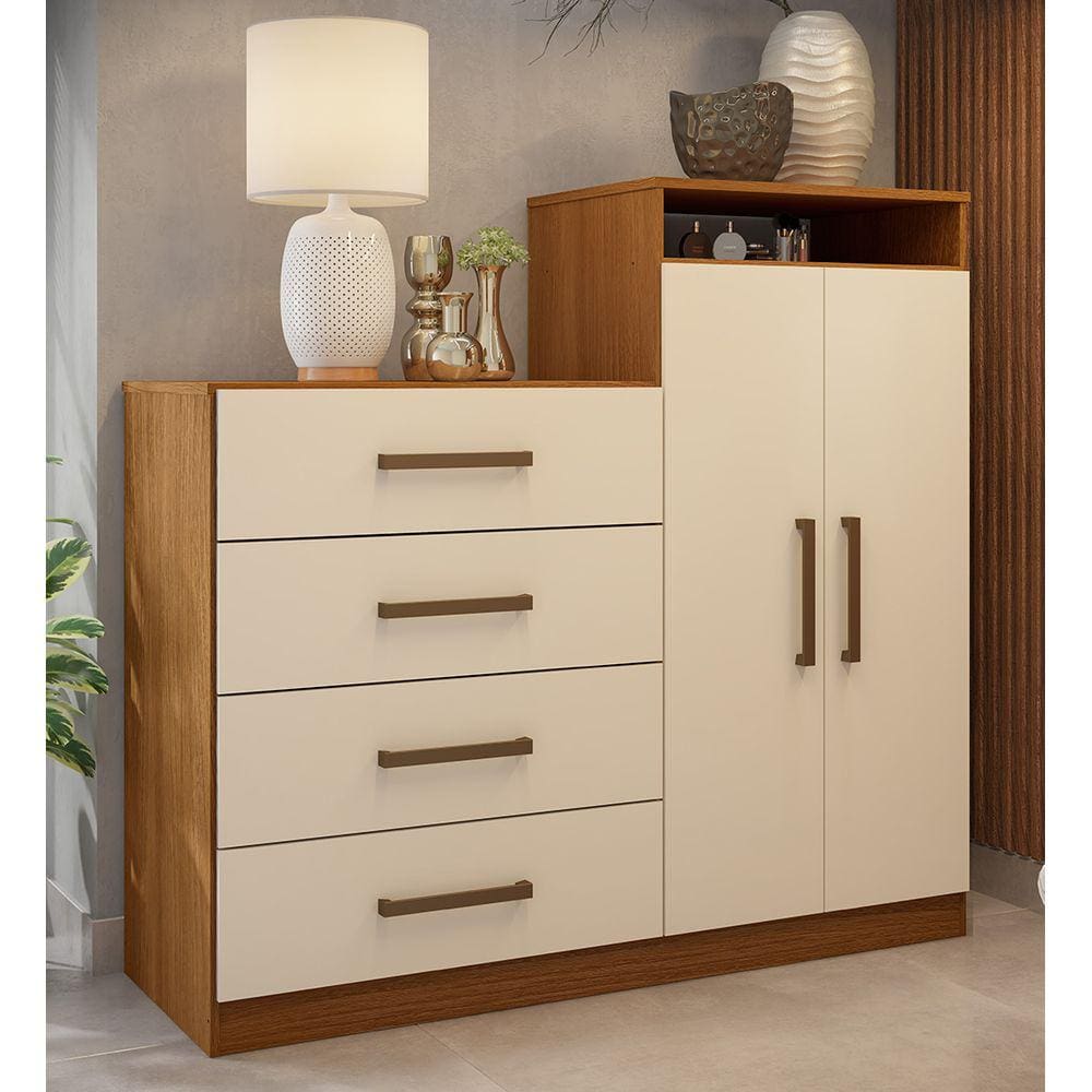 Cômoda Sapateira 4270 02 Portas 04 Gavetas Áurea Amendola Touch Demóbile