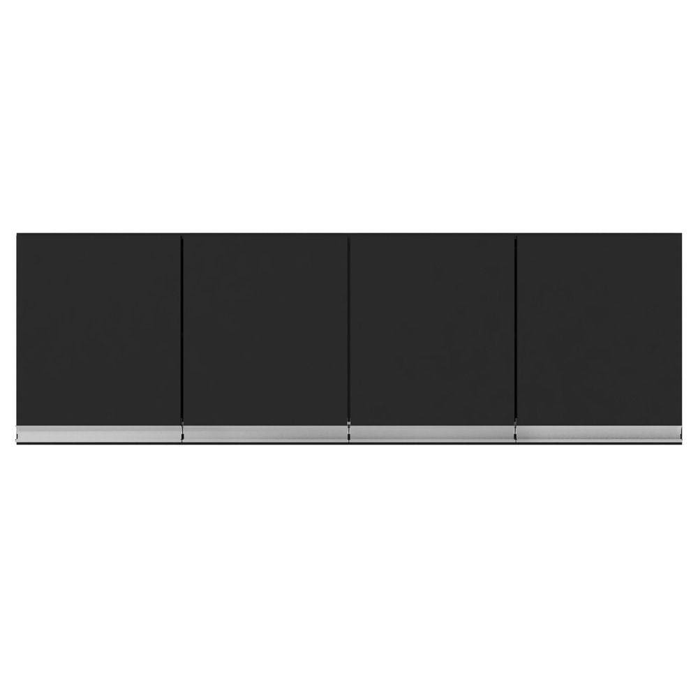 Armário Aéreo Cozinha Andréia 4 Portas 150 cm Preto Fosco 1878 AJL Móveis