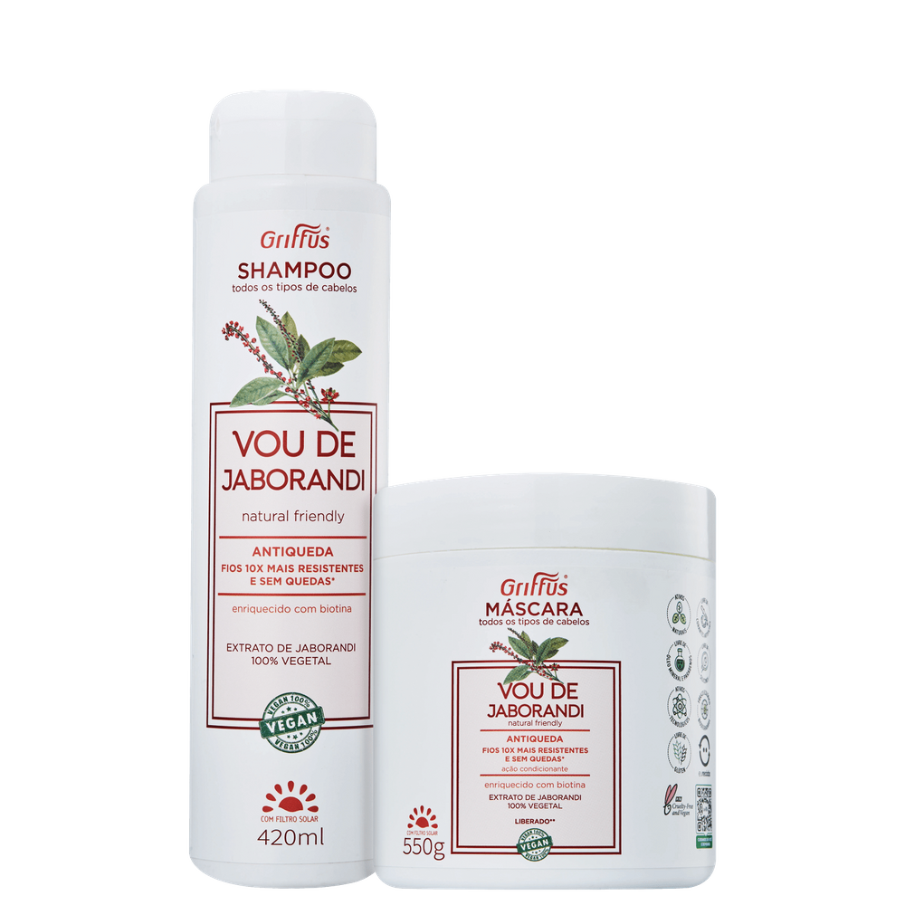 Kit Griffus Vou de Jaborandi - Shampoo 420ml + Máscara Capilar 550g