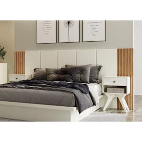 Cabeceira Casal 270x120cm em MDF Dalla Costa Off White/Freijó