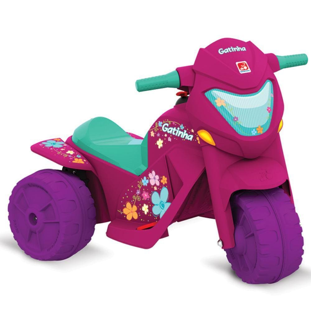 Moto Eletrica Infantil Bandeirante Banmoto 6V Gatinha Rosa na