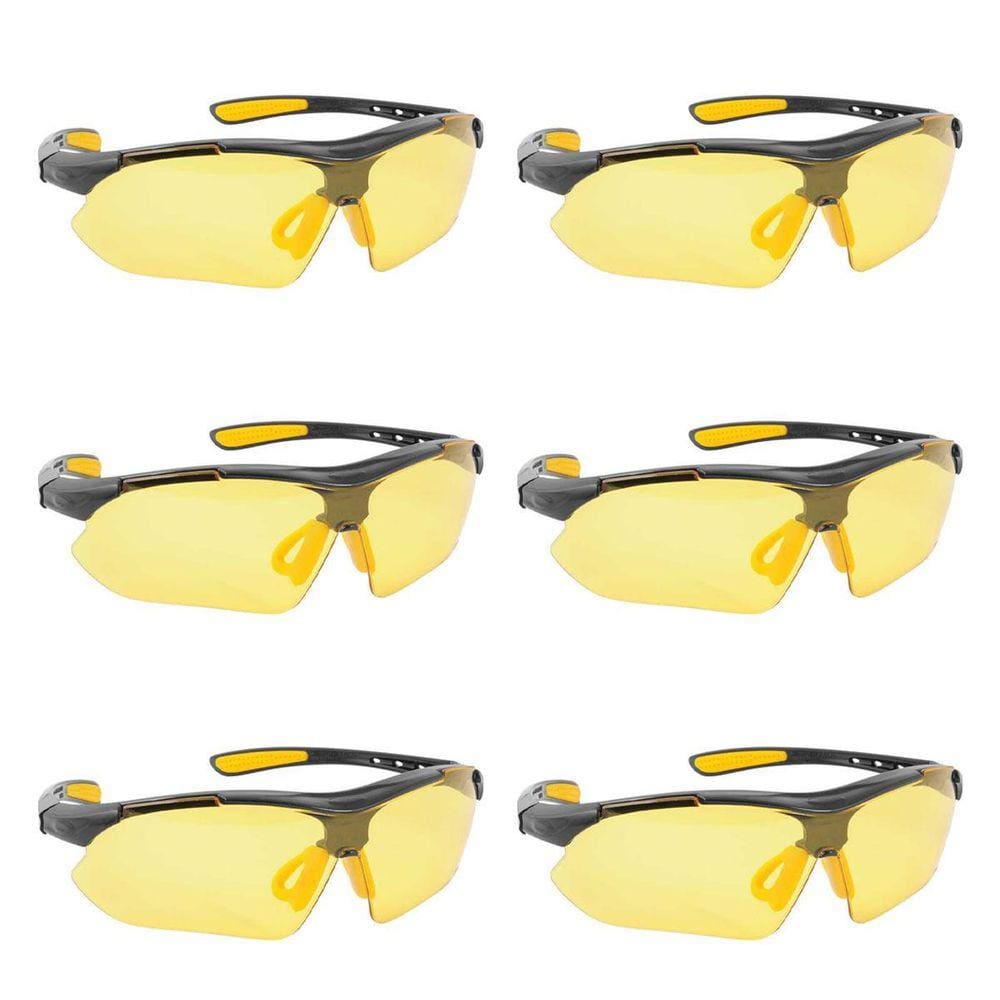 Kit 6 Óculos De Segurança Amarelo Âmbar Para Proteção Epi
