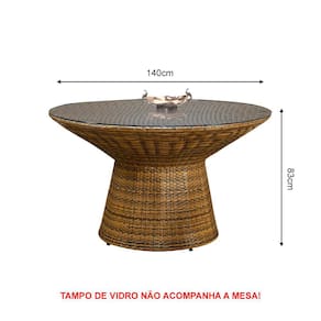 Mesa de Jantar em Fibra Sintética Redonda Base Aço Maracaipe - Imbuia