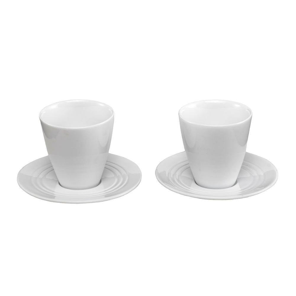 Conjunto 2 Xícaras Pires Café Porcelana 80Ml Luxo Magppie