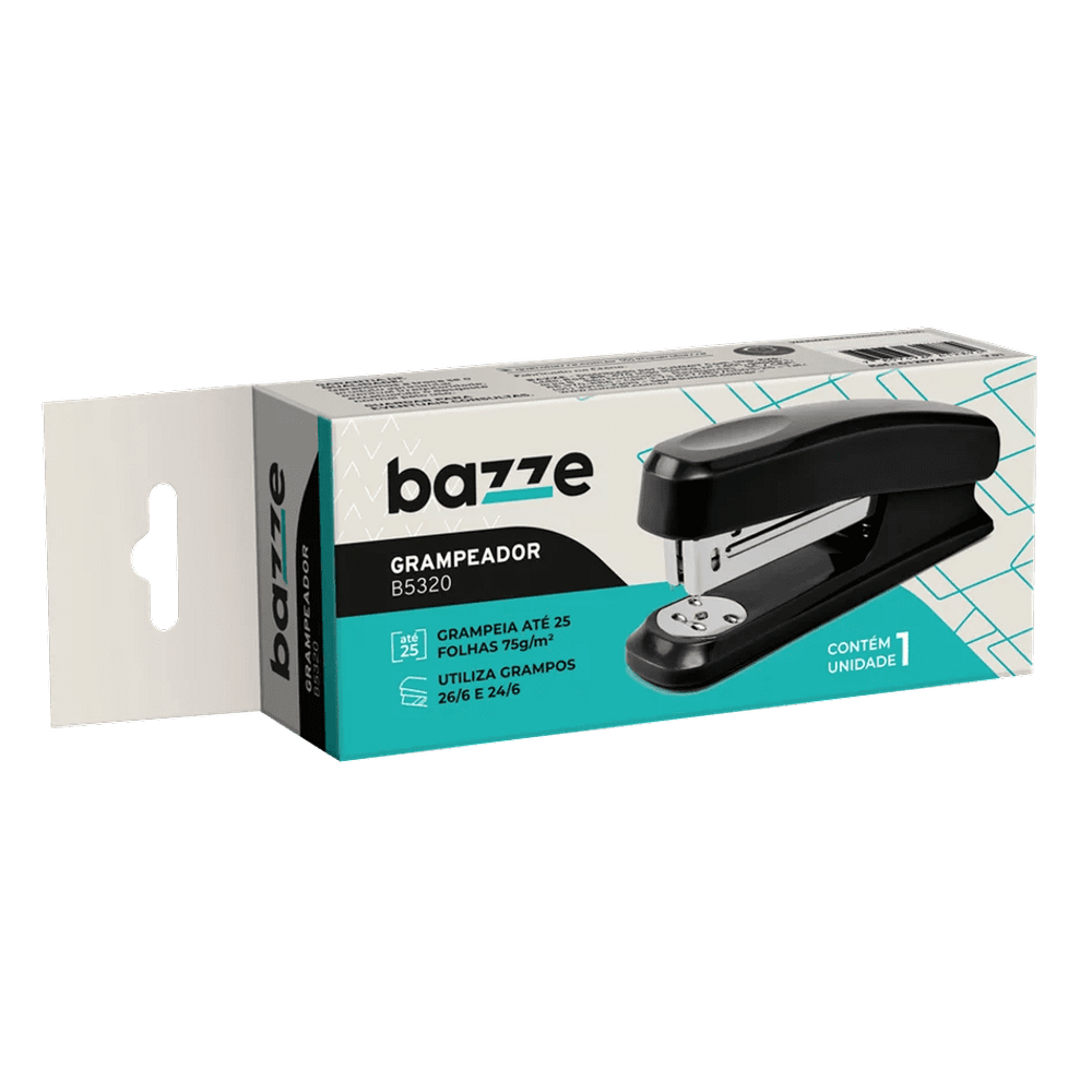 Grampeador B5320 25fls Plástico Preto - Bazze