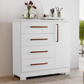 Cômoda Sapateira Multiuso 4 Gavetas 1 Porta Gabi NT 5185 Branco Notável