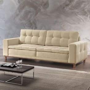 Sofá 3 Lugares 210cm Molas Ensacadas Living Braúna Ecosono Bege