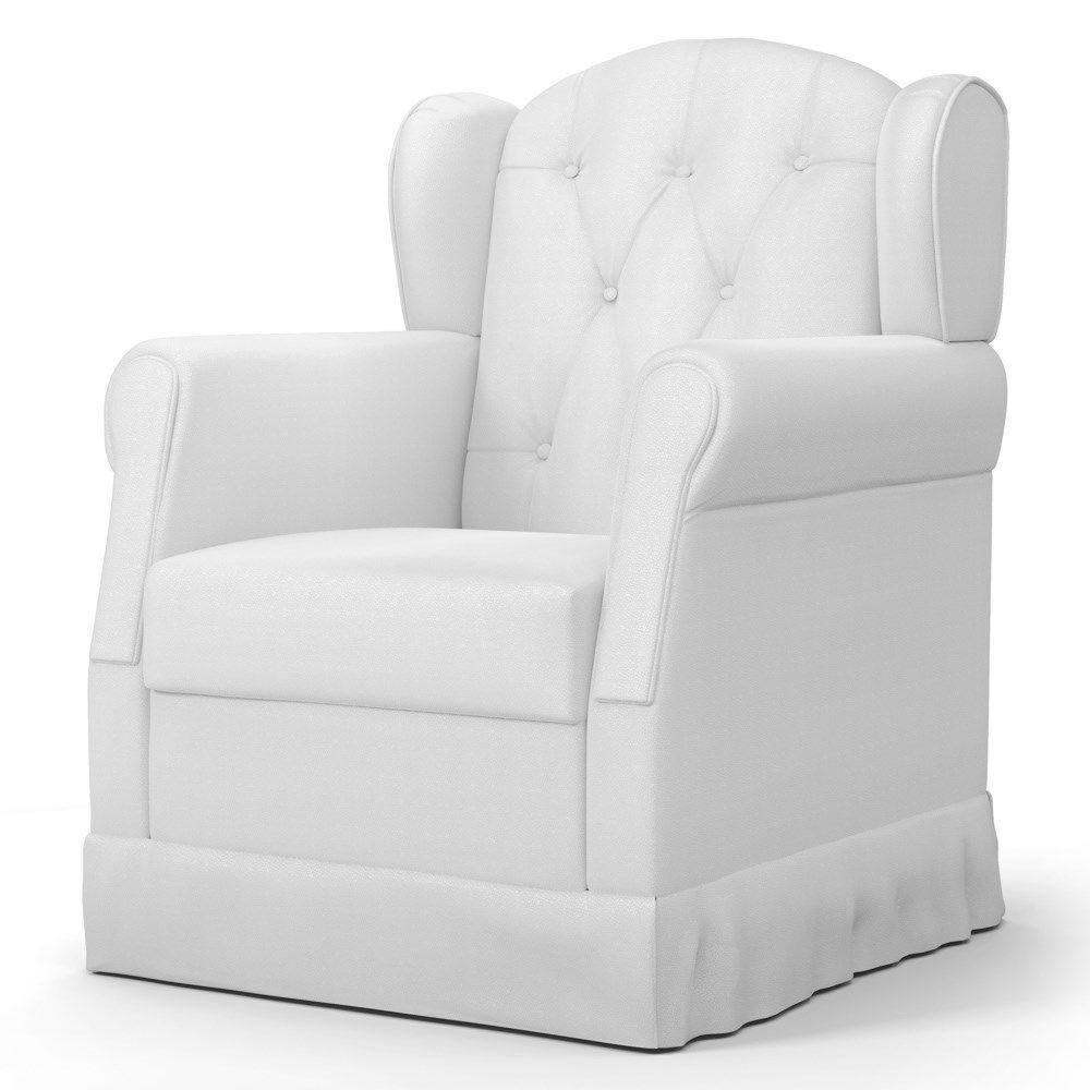 Poltrona de Amamentação e Descanso com Balanço Lucy P04 Sintético Branco - Mpozenato