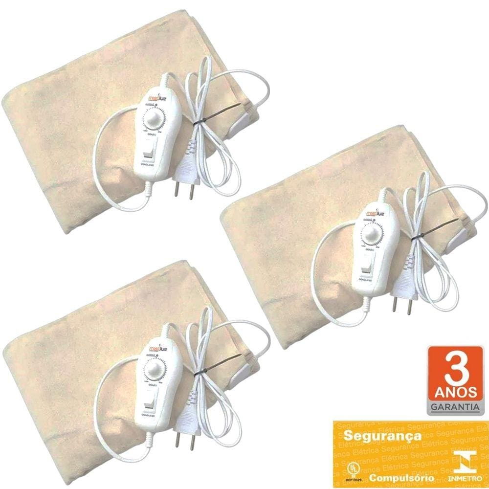Kit 3 Lençol Térmico Solteiro 88x188cm Elétrico Luxo 10 Temperaturas - Sulterm