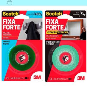 Kit Fita Dupla Face Ambientes Internos e Externo Scotch