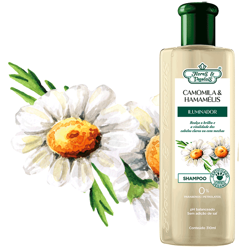 FLORES VEGETAIS CAMOMILA SHAMPOO 310ml HAMAMAELIS ILUMI
