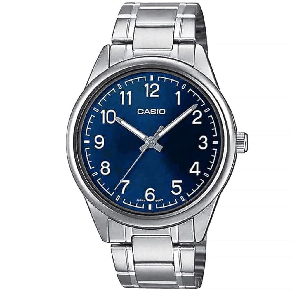 Relógio CASIO masculino prata azul MTP-V005D-2B4UDF