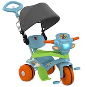 Triciclo Motinha Infantil com Capota Azul Passeio e Pedal Bel