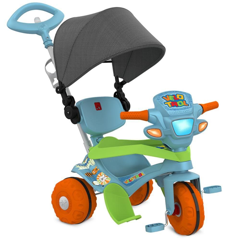 Triciclo Motinha Infantil com Capota Azul Passeio