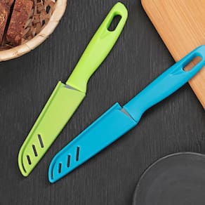 Faca Afiada Lamina De Aço Inox Com Capa Protetora Cozinha Domestica Multiuso Para Corta Carne Peixes Fruta Legumes Pesca 20Cm