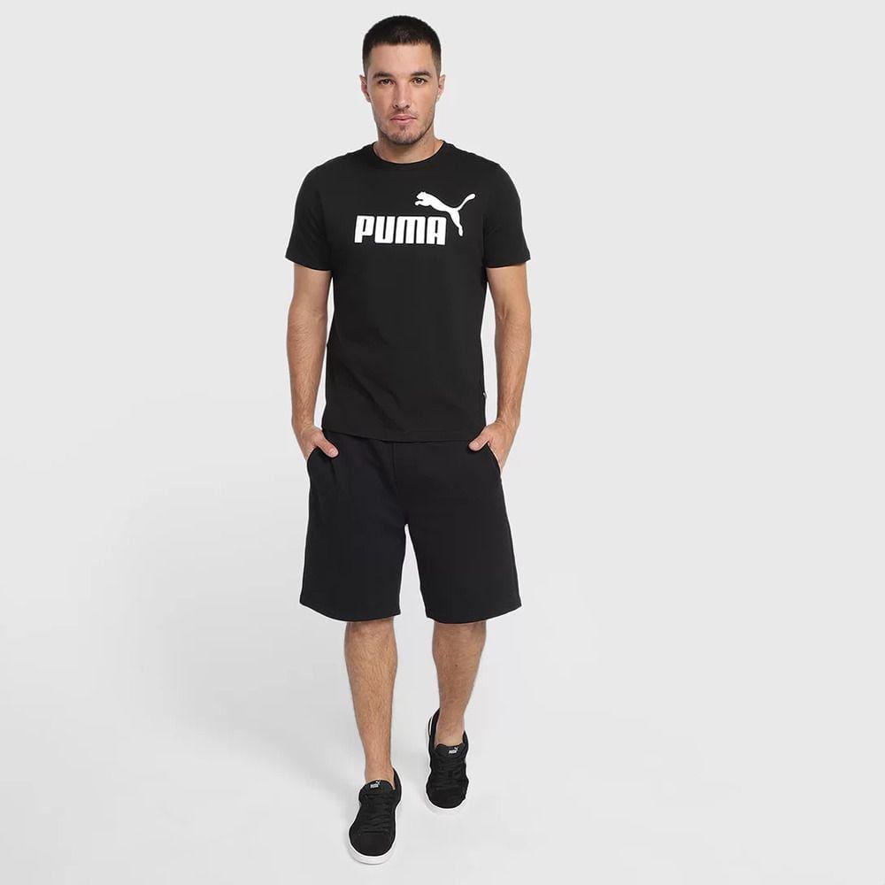 Camisa Puma Algodão Essential Logo Tee Preto-Masculino