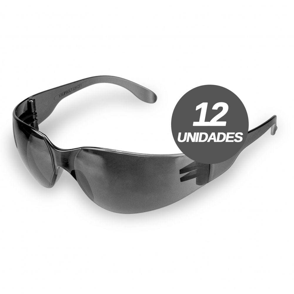 Kit 12 Oculos de Proteção Lente Policarbonato Modelo Leopardo Cinza - Kalipso