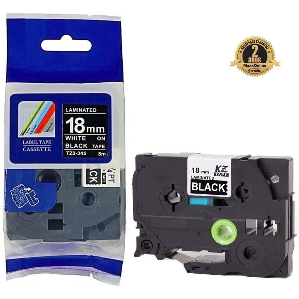 Fita Brother TZE-345 (TZ-345) 18mm Branco/Preto