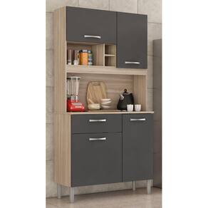 Kit Cozinha Compacta 04 Portas 01 Gaveta Malta Avena Grafito Demóbile