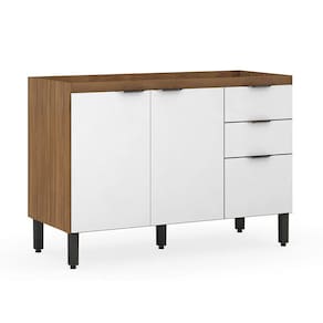 Balcão de Cozinha 03 Portas 02 Gavetas 120 cm Firenze Amendola Branco Demóbile