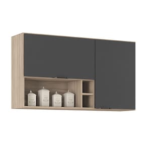 Armário de Cozinha Aéreo 02 Portas 120 cm Firenze Avena Grafito Demóbile