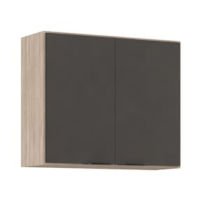 Armário de Cozinha Aéreo 02 Portas 80 cm Firenze Avena Grafito Demóbile