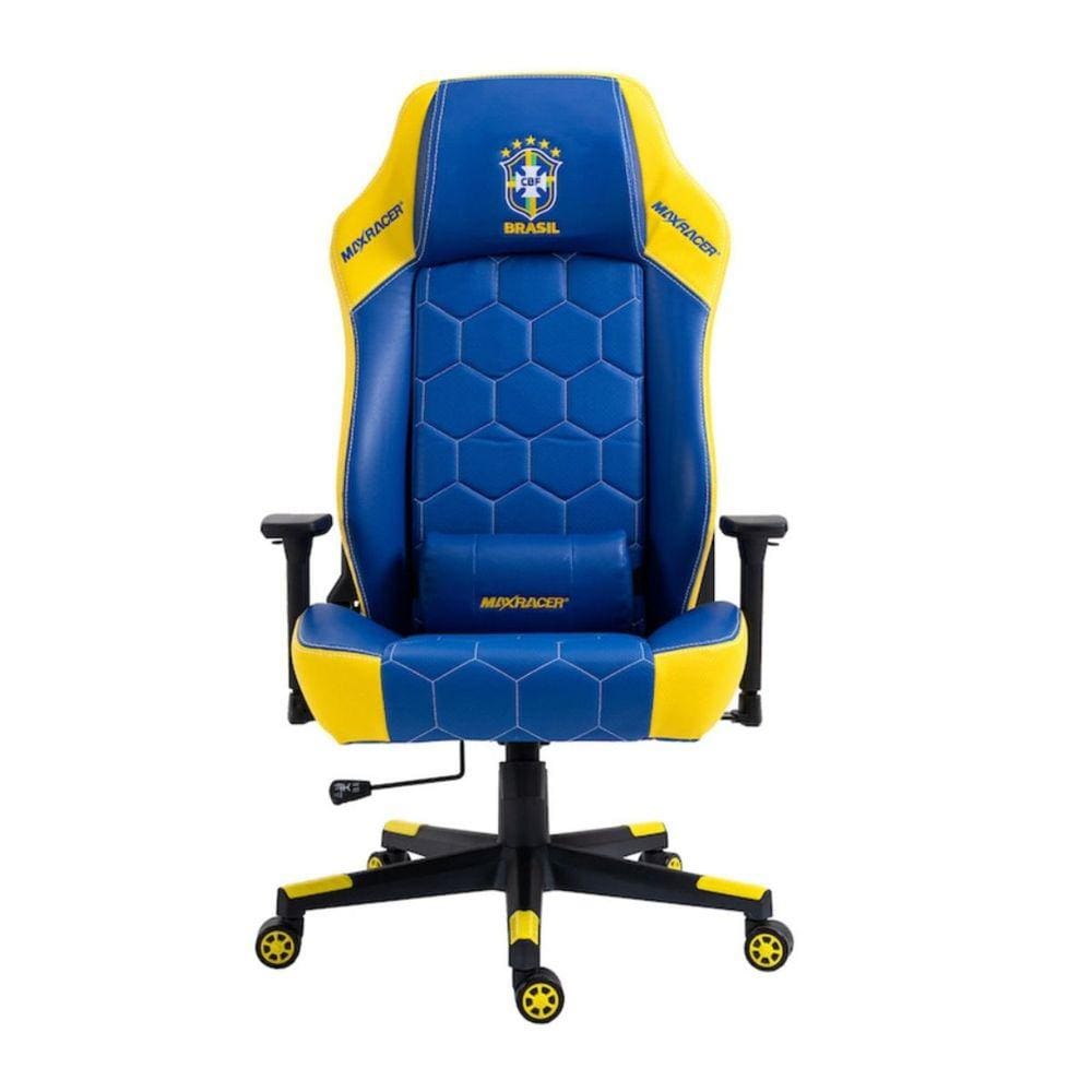 Cadeira Gamer MaxRacer Bunker CBF Azul Amarela