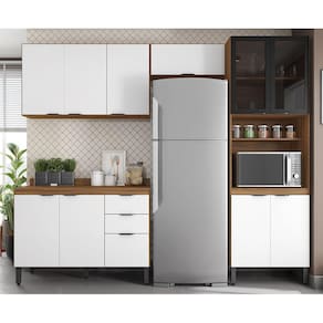 Cozinha Modulada Completa 11 Portas 02 Gavetas Firenze Amendola Branco Demóbile