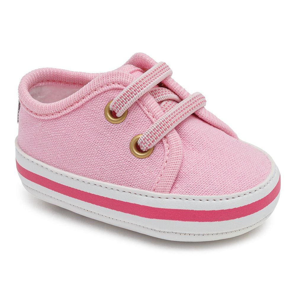 Tênis Bebê Pimpolho Rosa Ajustável Antiderrapante 01 Ao 04