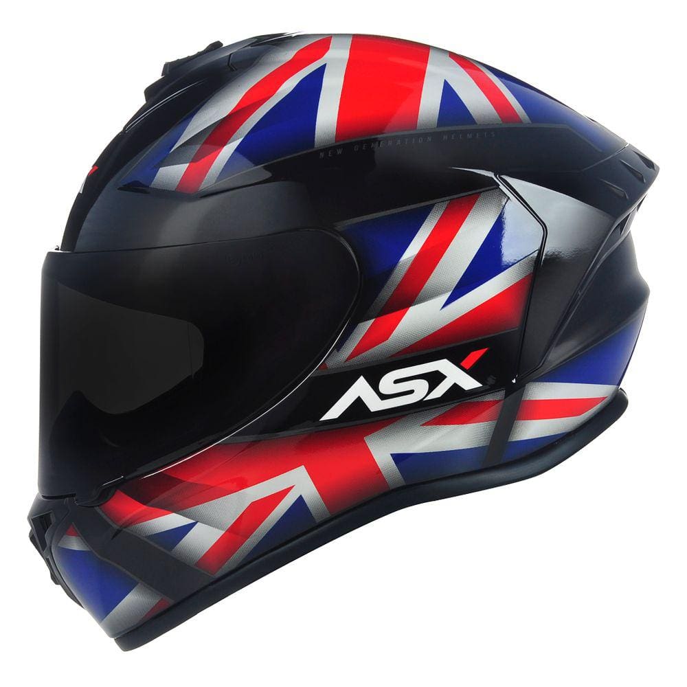 Capacete ASX Draken UK Preto Azul e Vermelho