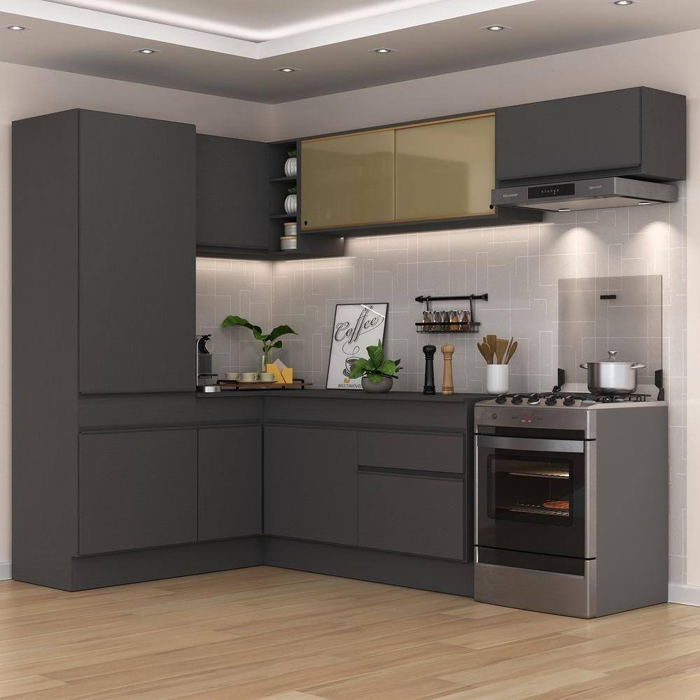 Armário De Cozinha Completa De Canto Multimóveis Preto