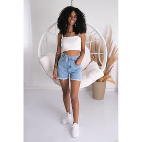 Shorts Mom Jeans Feminino Cintura alta