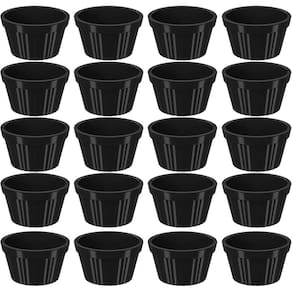 20 Ramequim Plástico 7,3cm Preto Canelado 90ml cada Molheira Pequena Uno Coza