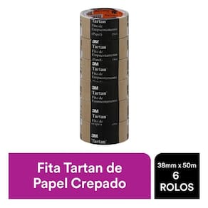 Fita de Empacotamento 3M Tartan Papel Crepado 2564 38MM X 50M 6 Rolos