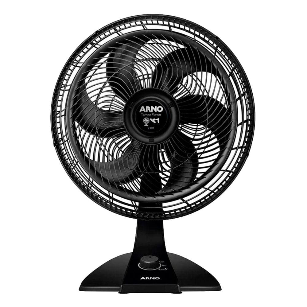 Ventilador Arno Turbo Force VF42 Super Silencioso 2x1 Mesa e Parede Preto 6 pás