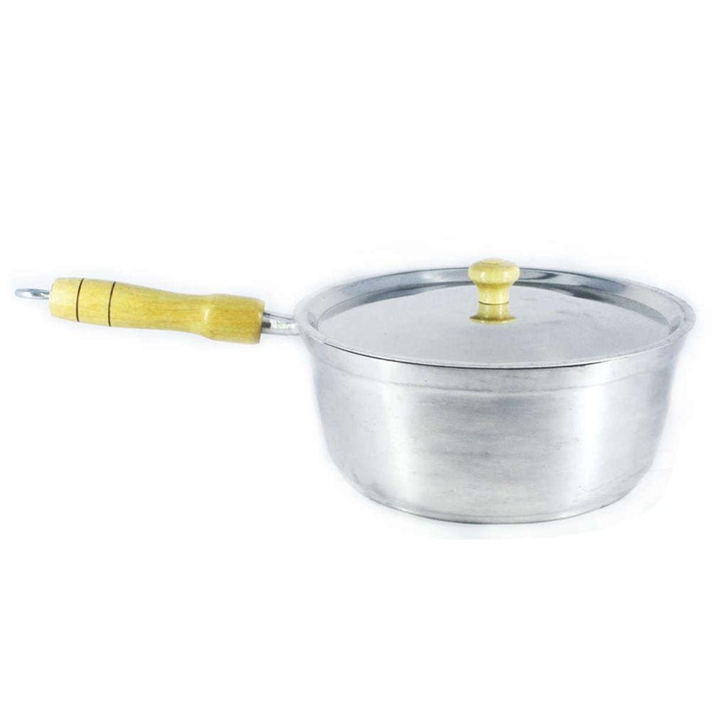 Caçarola Panela de Alumínio Polido Cabo de Madeira 24cm