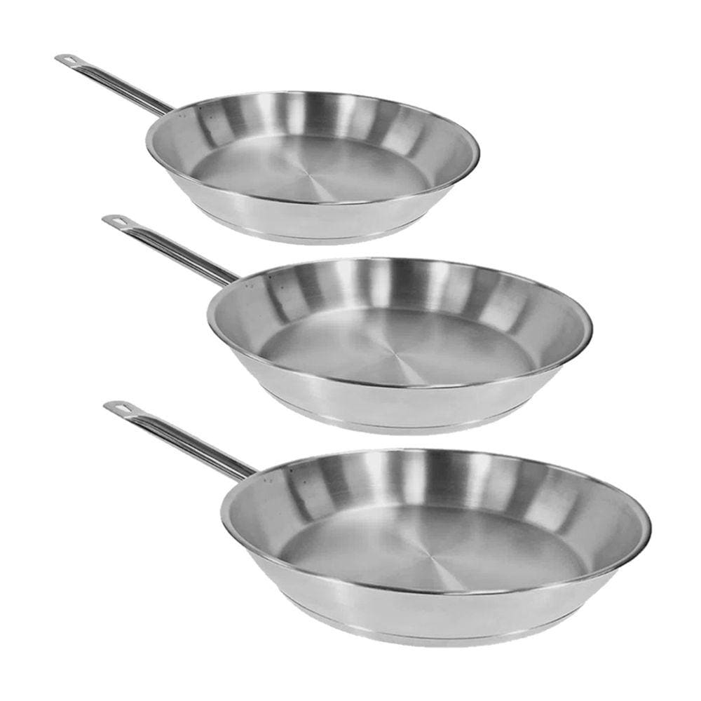 Kit Jogo Conjunto Frigideiras em Aço Inox Chapa 2mm Fritura