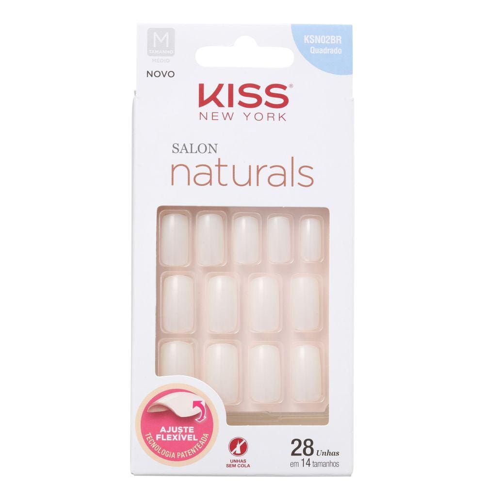 Kiss NY Salon Naturals Quadrado Médio - Unhas Postiças BLZ