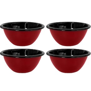 Conjunto 4 Tigelas Esmaltadas Ágata 500ml Bowls para Servir Esmaltados Silva Vermelho