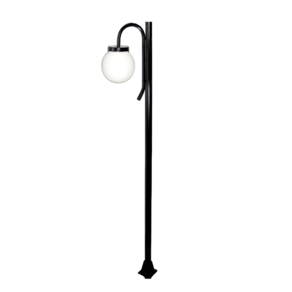 Poste Luminária Globo P Braço Curvo Baixo Jardim Preto 300cm