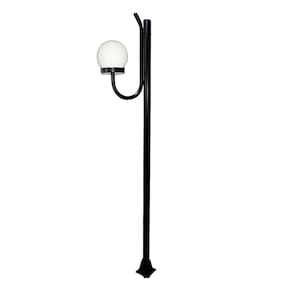 Poste Luminária Globo P Braço Curvo Cima Jardim Preto 200cm
