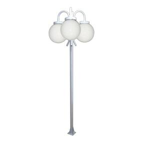Poste Luminária Globo G Triplo Braço Curvo Baixo Branco 2mt
