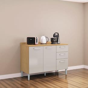 Balcão de Cozinha Ambiente Lavínia Damasco Off White - Poquema
