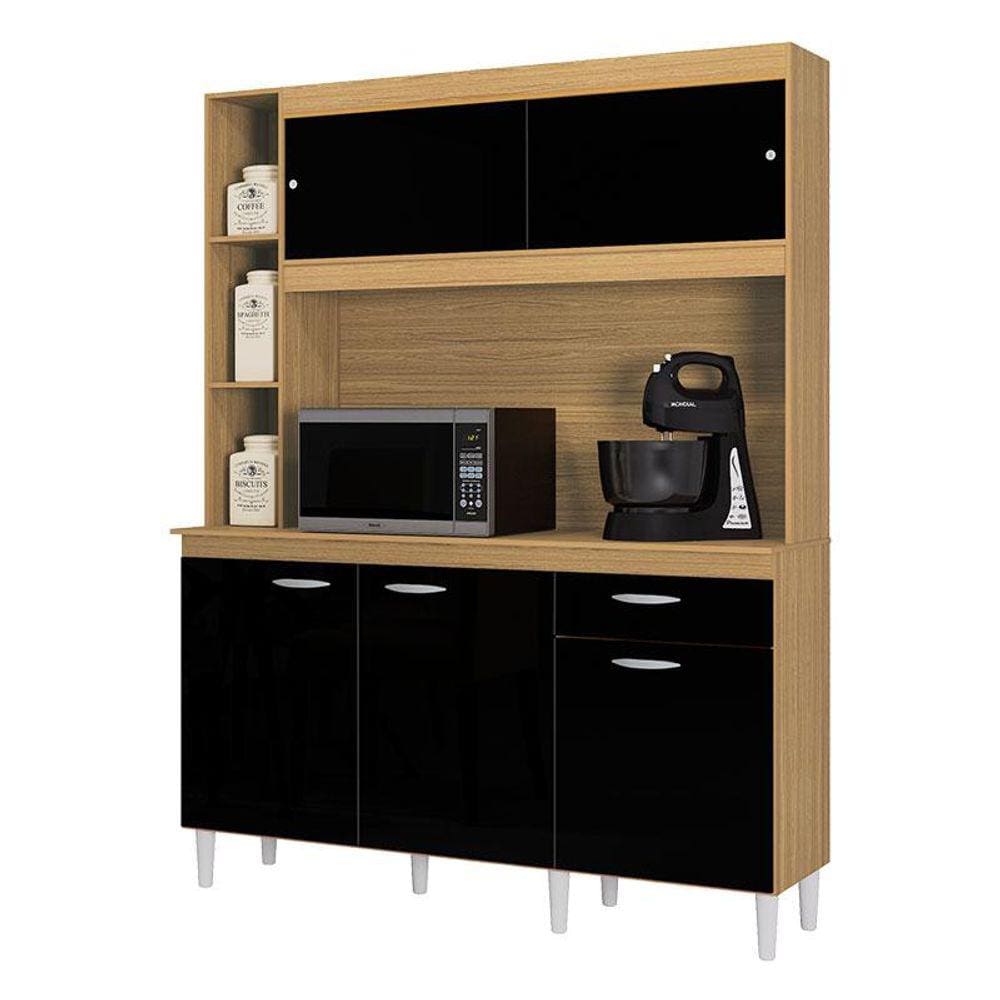 Cozinha Kit Duda 140 cm Damasco Preto - Poquema