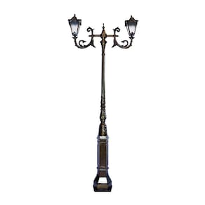 Poste de Jardim Paris 02 Luminárias Genebra Alumínio 304cm
