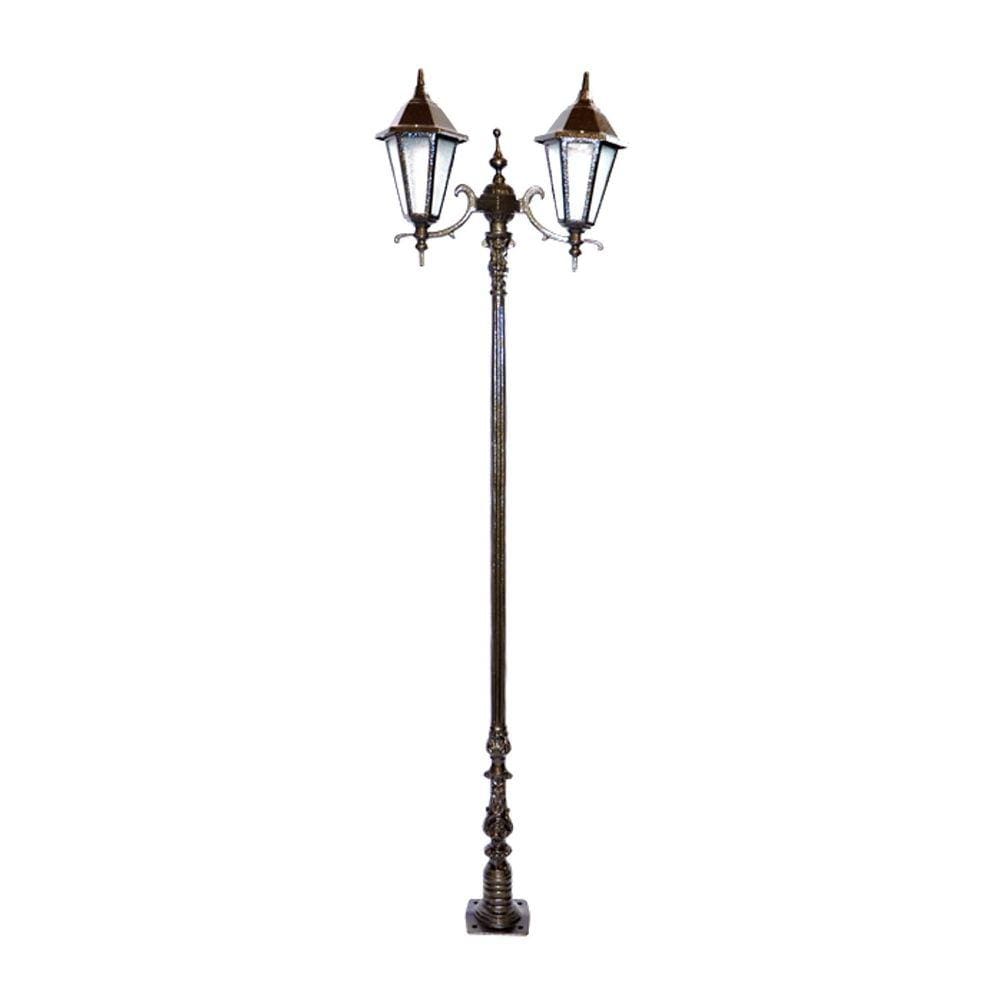 Poste Colonial Jardim Verona 02 Luminárias Alumínio 211cm