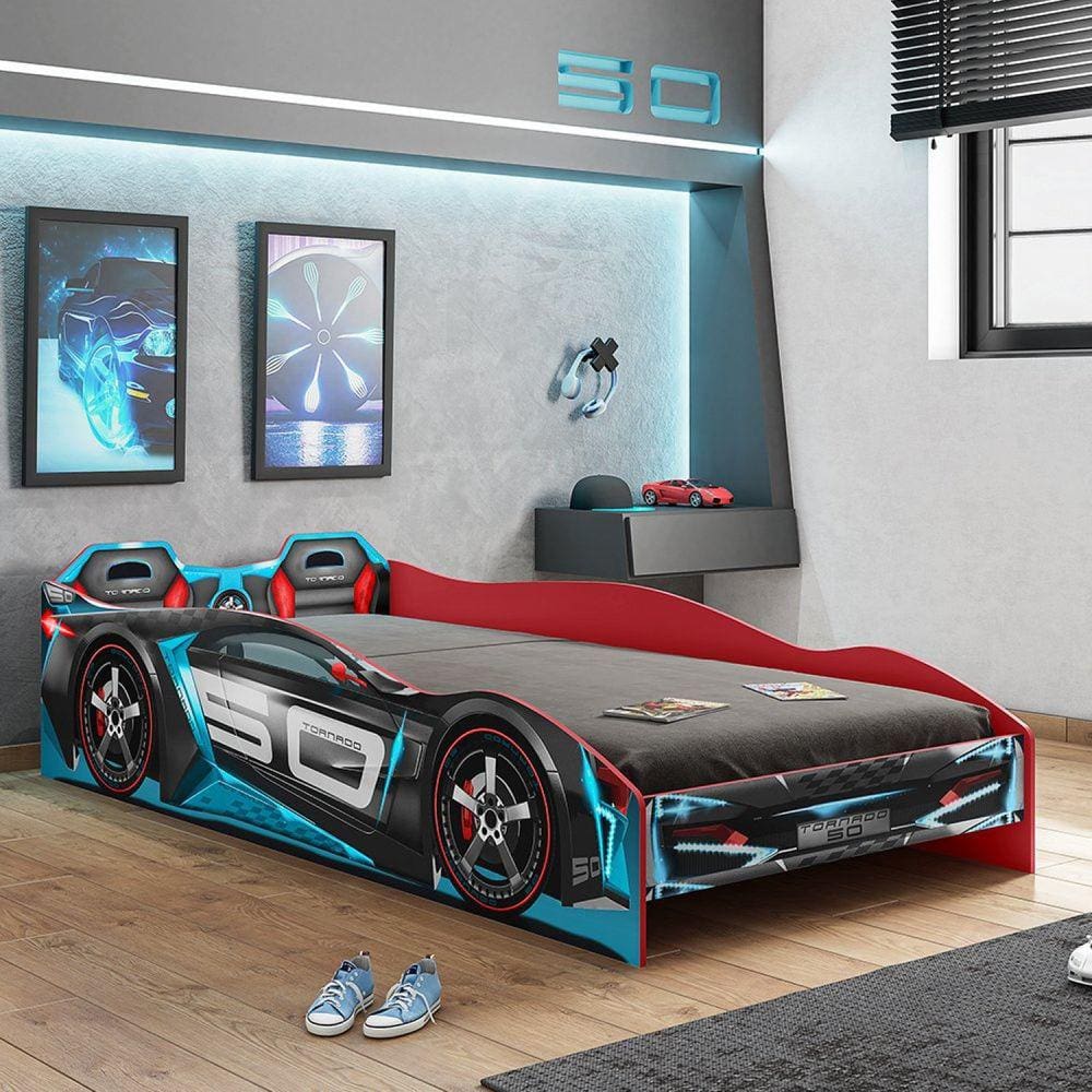 Cama Infantil Carro Tornado Fun Pura Magia Vermelho/Azul/Preto